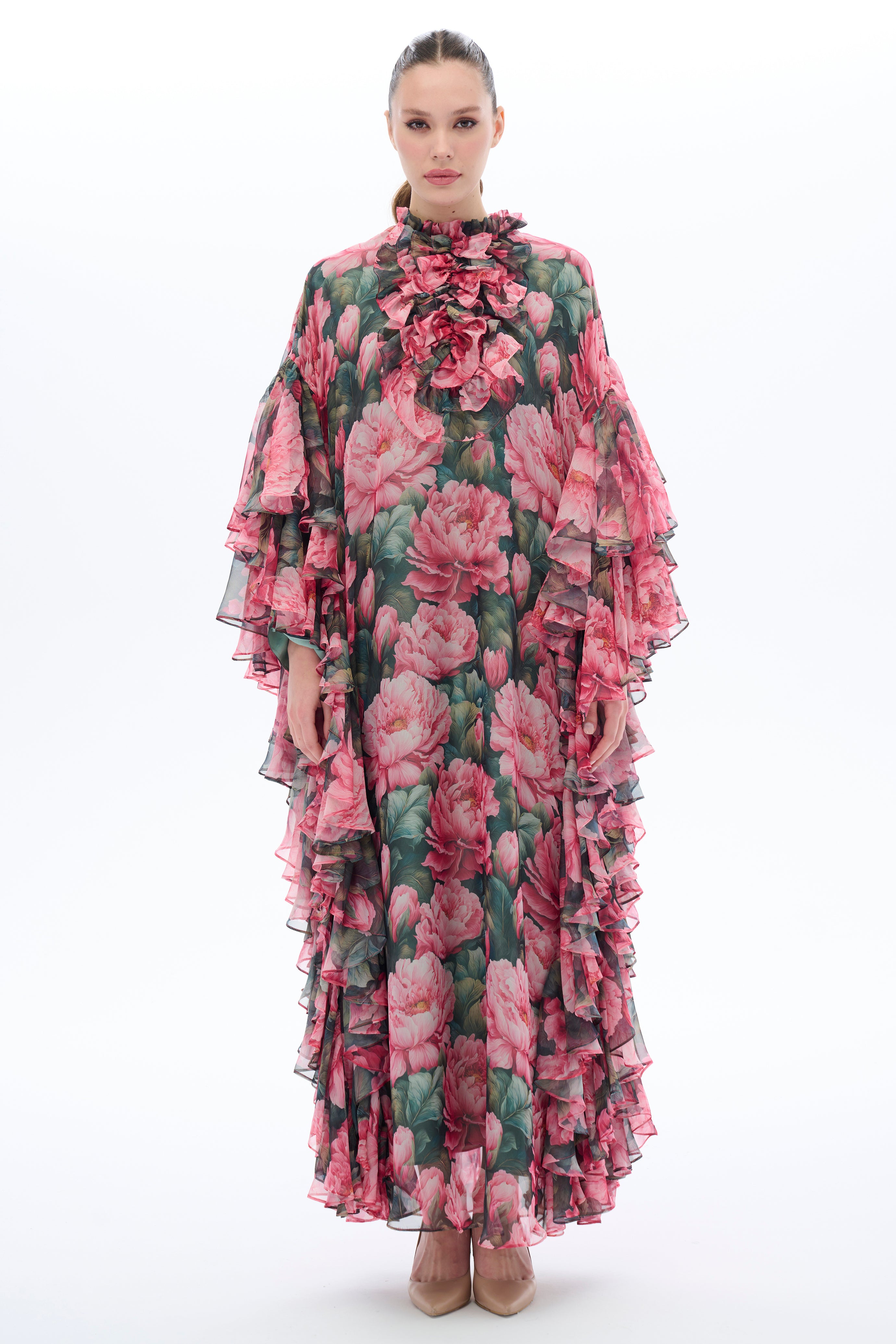 Floral Embroidered Caftan Dress for Women - Boho Chic Beach Cover Up, Poolside Lounge & Summer Vacation Outfit