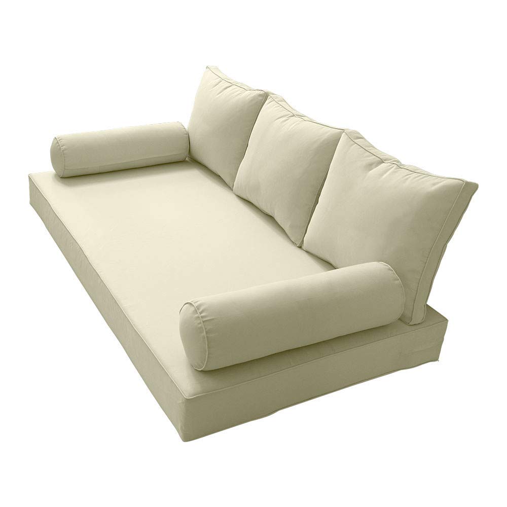 Prolinemax Style3 Queen Size 6-Piece Outdoor Daybed Set with Mattress, Cushions & Bolster Pillows - Perfect for Patio, Poolside or Garden Relaxation AD005
