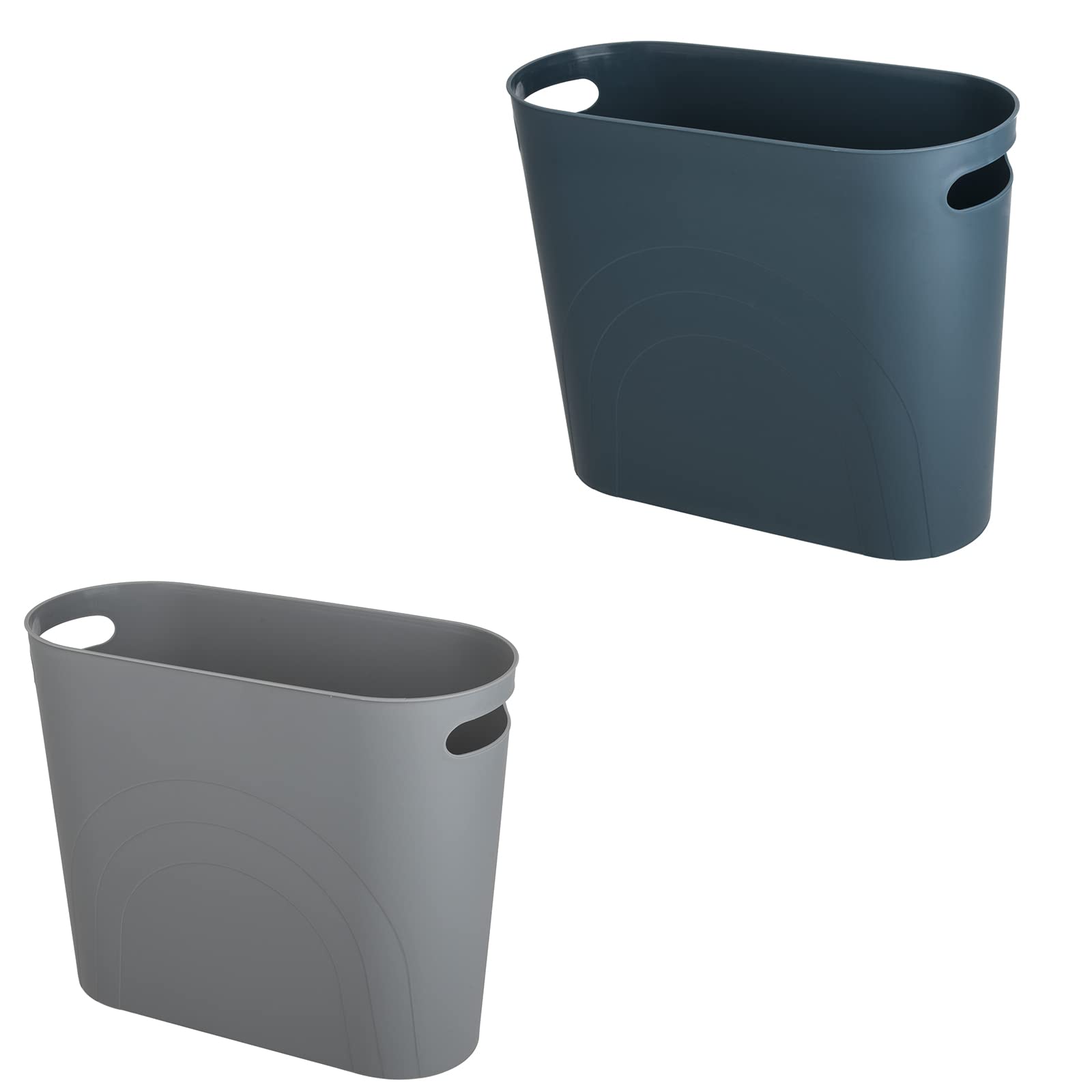 Zoocatia 3 Gallon Small Trash Can with Handles - Plastic Waste Basket for Bathroom, Bedroom, Office, Kitchen, Laundry & Dorm Room - Grey & Blue-Green | Perfect for Home, Office & College Use