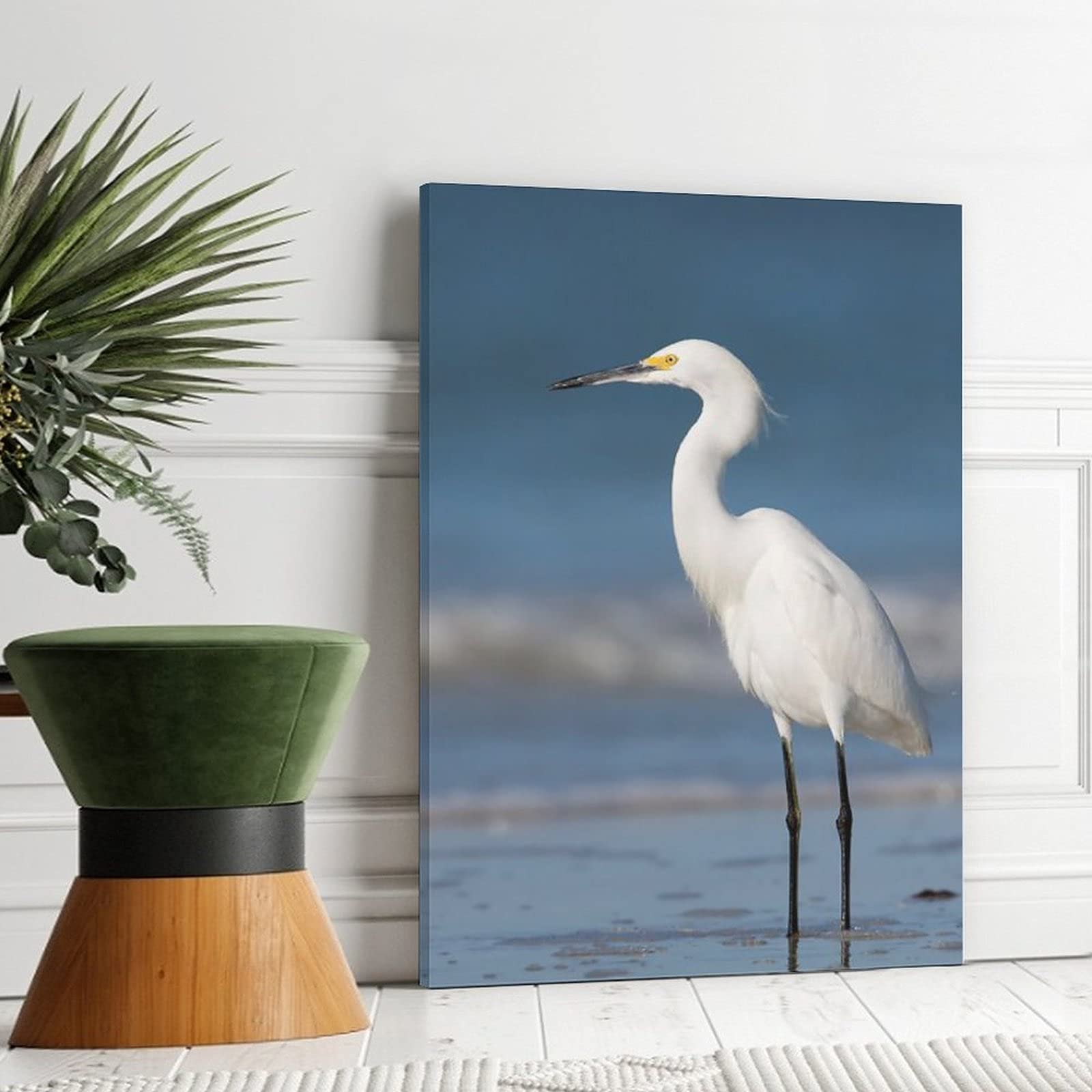 Wild Animals Great Egret White Bird Canvas Wall Art - 20x30 Inch Nature Landscape Painting for Living Room, Bedroom & Office Decor | Perfect Gift for Bird Lovers & Home Decoration