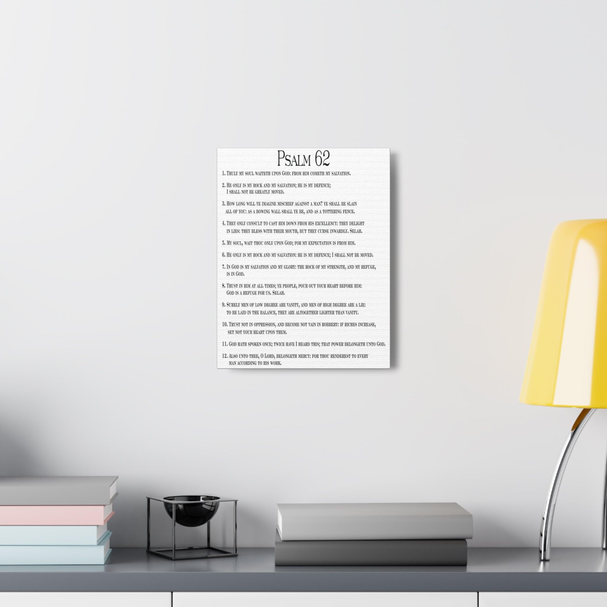 Bible Verse Canvas Wall Art - Psalm 62: Faith in God Alone - Christian Home Decor for Living Room, Bedroom & Church - Inspirational Scripture Gift for Weddings, Baptisms & Religious Occasions