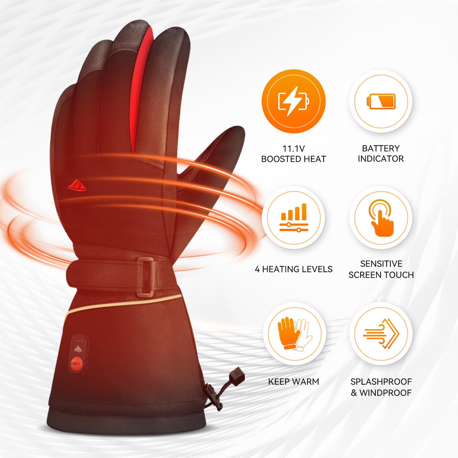 SabotHeat 11.1V Fast Boosted Heated Gloves for Men & Women - Touchscreen Winter Gloves for Extreme Cold Weather, Perfect for Snow Work, Skiing, Running & Outdoor Activities | Great Christmas Gift Idea for Him & Her | Stay Warm During Winter Sports, Commuting & Outdoor Adventures