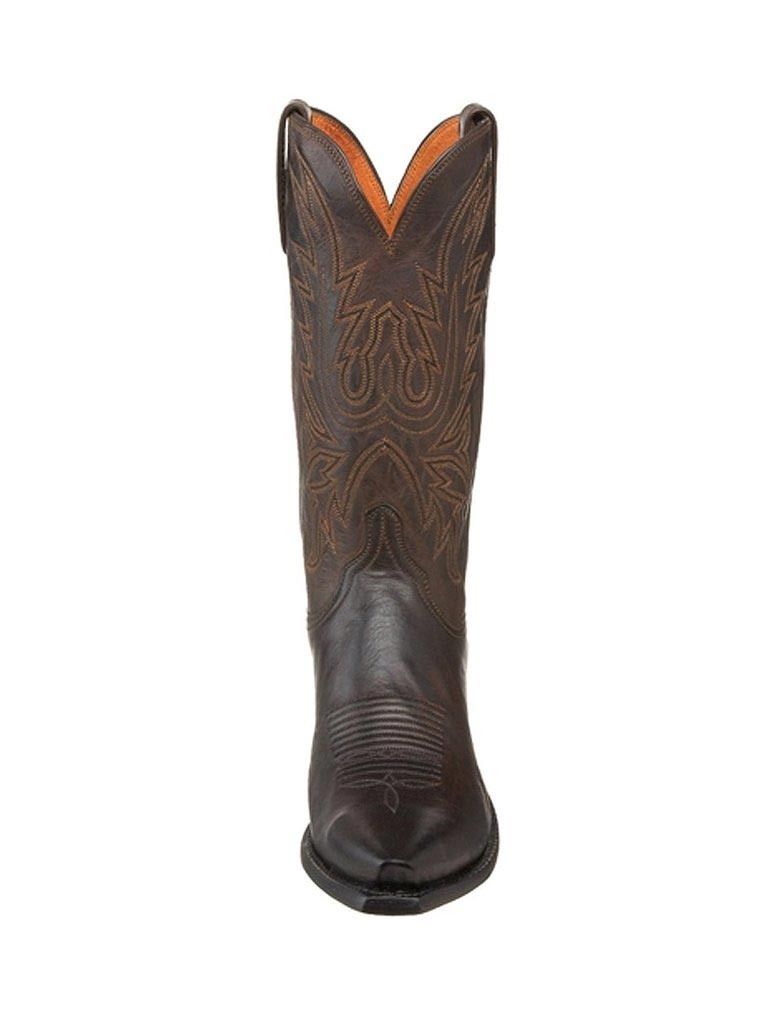 Lucchese N1556.54 Men's Corbin Mad Dog Goat Snip Toe Boots - Dark Chocolate Brown Western Boots for Cowboy, Rodeo & Country Style Outfits