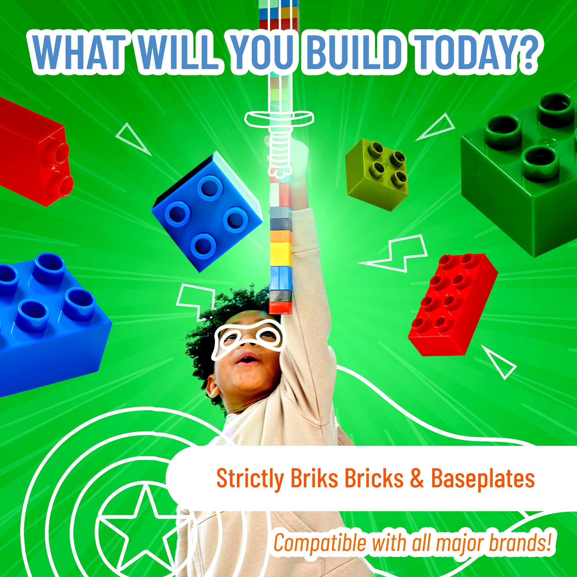 Strictly Briks Lego-Compatible Building Blocks Starter Kit - 144 Pieces in Blue, Green, Red & Yellow (1x4 Inches) | Creative Construction Toy for Kids Ages 3+ | Perfect for STEM Learning, Birthday Gifts & Family Playtime