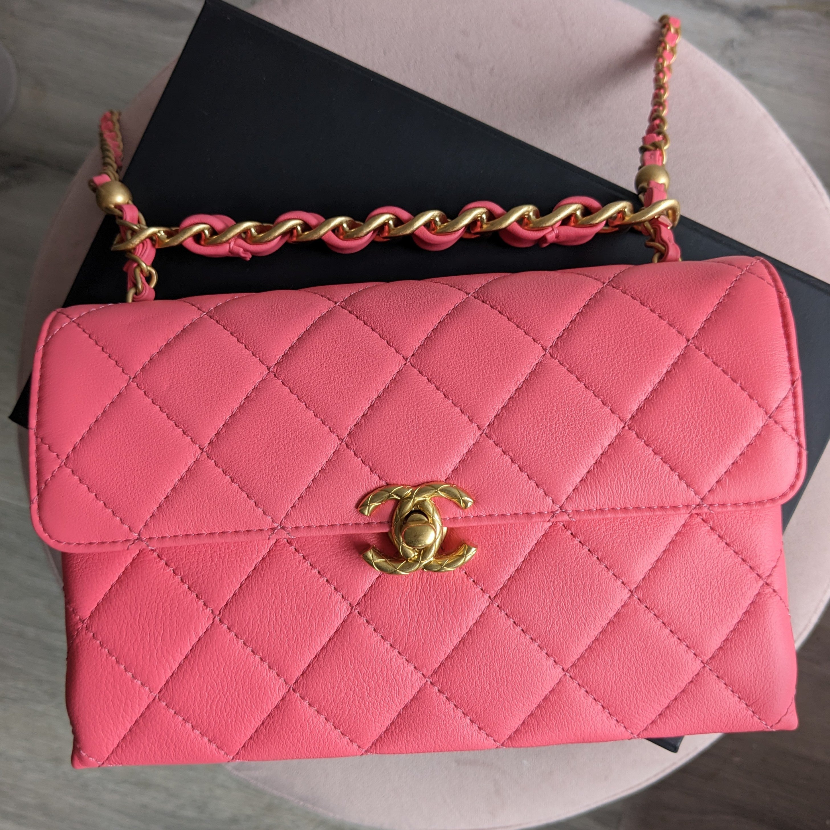 Chanel 22S Small Rose Pink Calfskin Leather Two-Way Flap Bag - Luxury Crossbody & Shoulder Bag for Women, Perfect for Date Night & Special Occasions