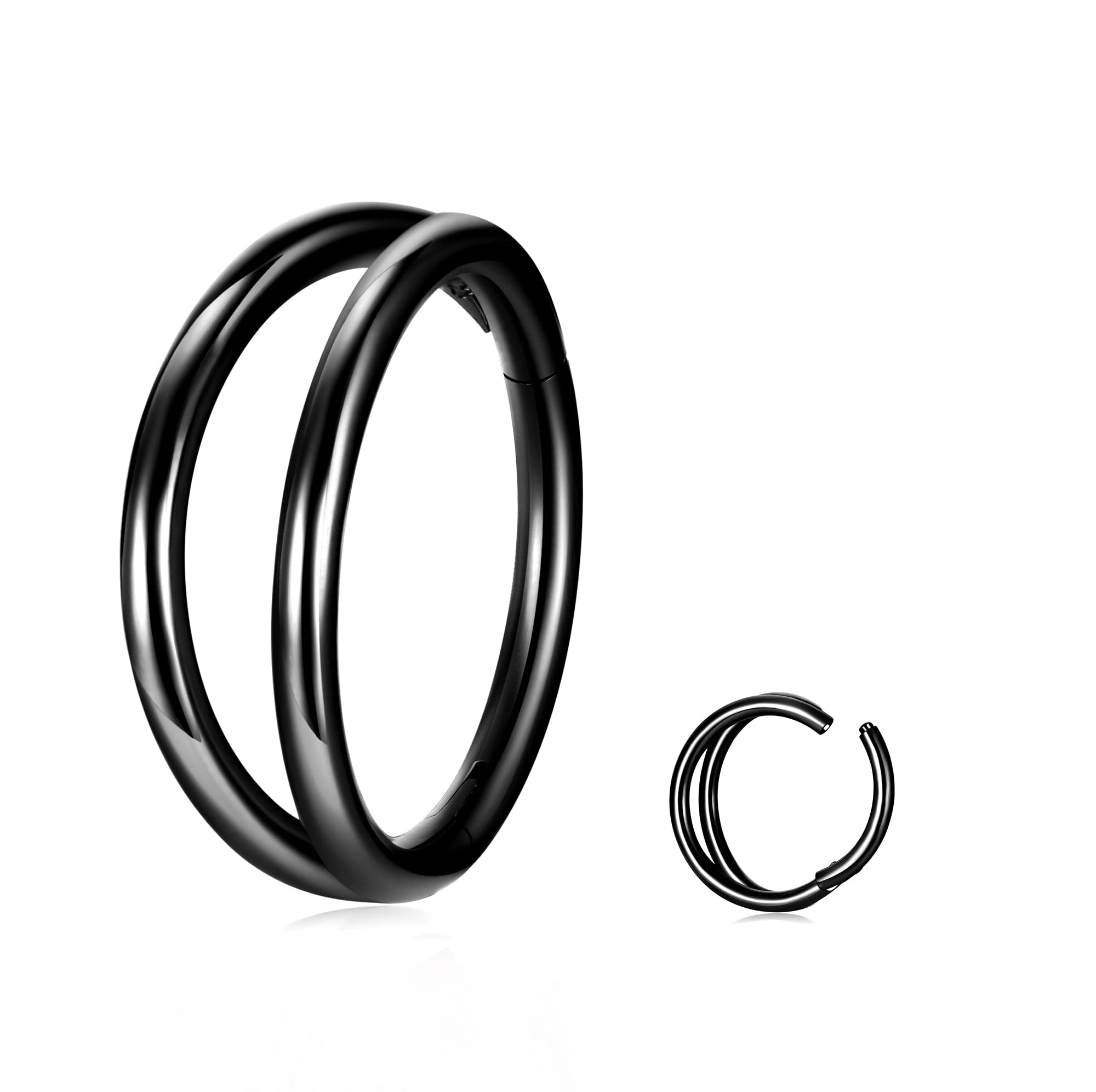 16G Double Septum Clicker Hoop Rings - Surgical Steel Nose Piercing Jewelry for Women & Men - Open Stacked Conch Nose Rings - Perfect for Everyday Wear, Parties & Self-Expression
