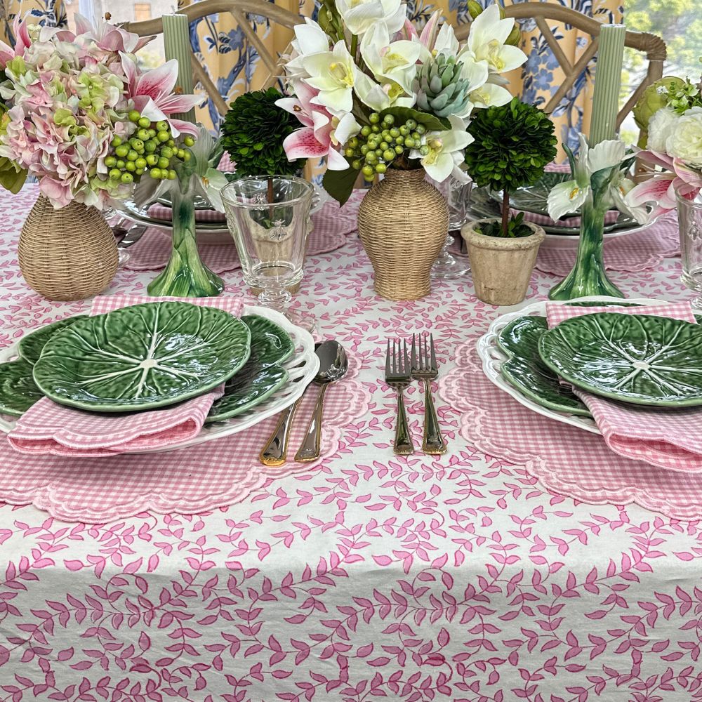 Bettina Placemat Set of 4 - Pink Gingham Cotton Table Mats for Dining Room, Kitchen, and Picnic - Washable & Durable Place Settings for Home Decor
