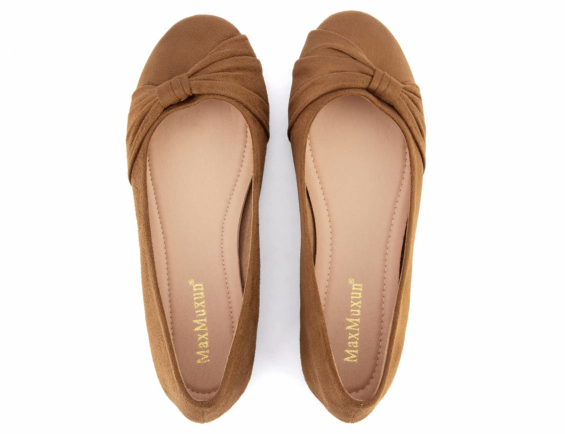 MaxMuxun Women's Ballet Flats - Faux Suede Round Toe Slip-On Dress Shoes for Women | Comfortable Walking Shoes for Work, Office & Casual Outfits