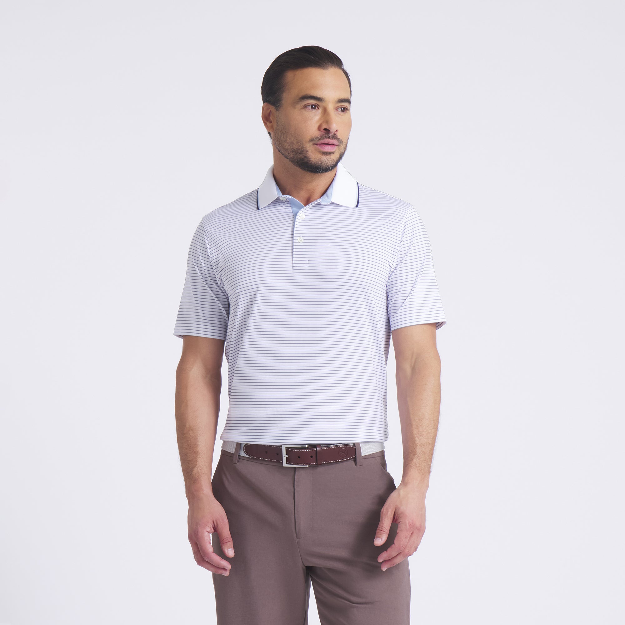 Elevated Stripe Golf Polo Shirt for Men - Breathable & Moisture-Wicking Performance Golf Shirt - Perfect for Golf, Country Club & Casual Wear