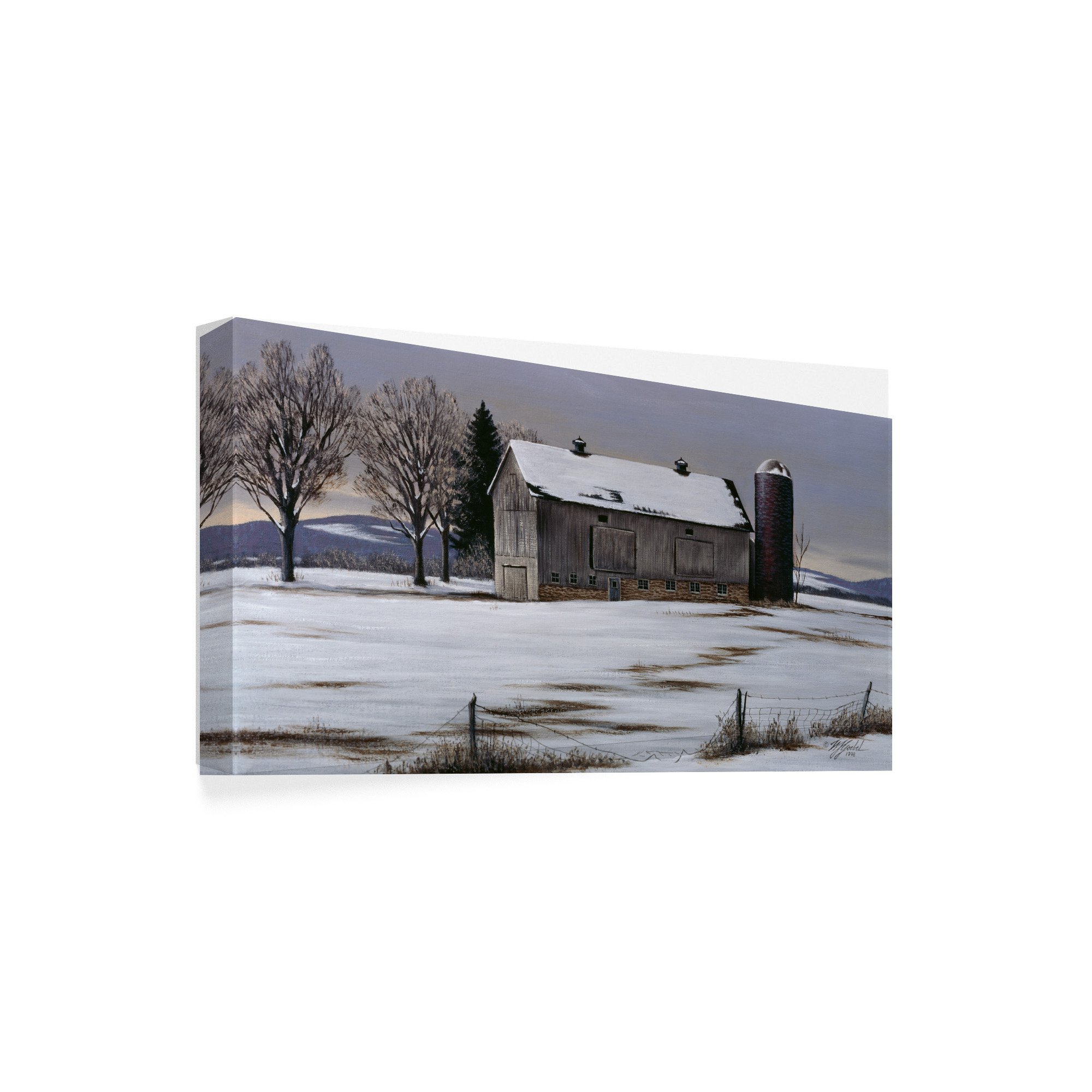 Wilhelm Goebel Winter Barn Wall Art - 24x47 Inch Handcrafted German Collectible for Home & Holiday Decor