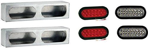 Set of 2 Stainless Steel Double Oval Tail Light Boxes with Lights - Buyers Products LB3163SST for Wreckers & Truck Bodies | Durable Lighting Solution for Towing & Commercial Vehicles