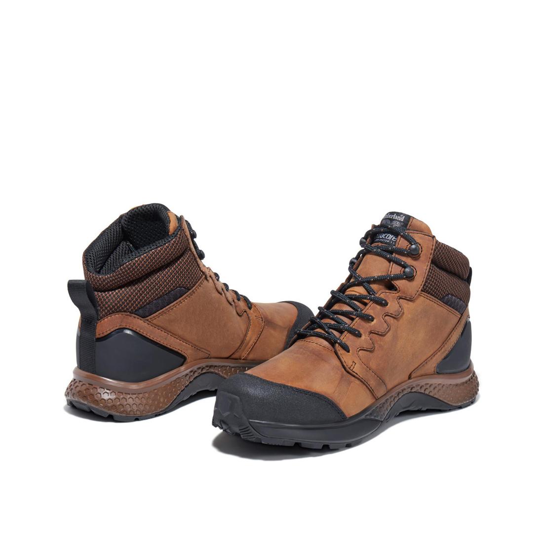 Reaxion Soft Toe Waterproof Work Boots for Men - Lightweight Brown Safety Shoes for Construction, Hiking & Outdoor Activities