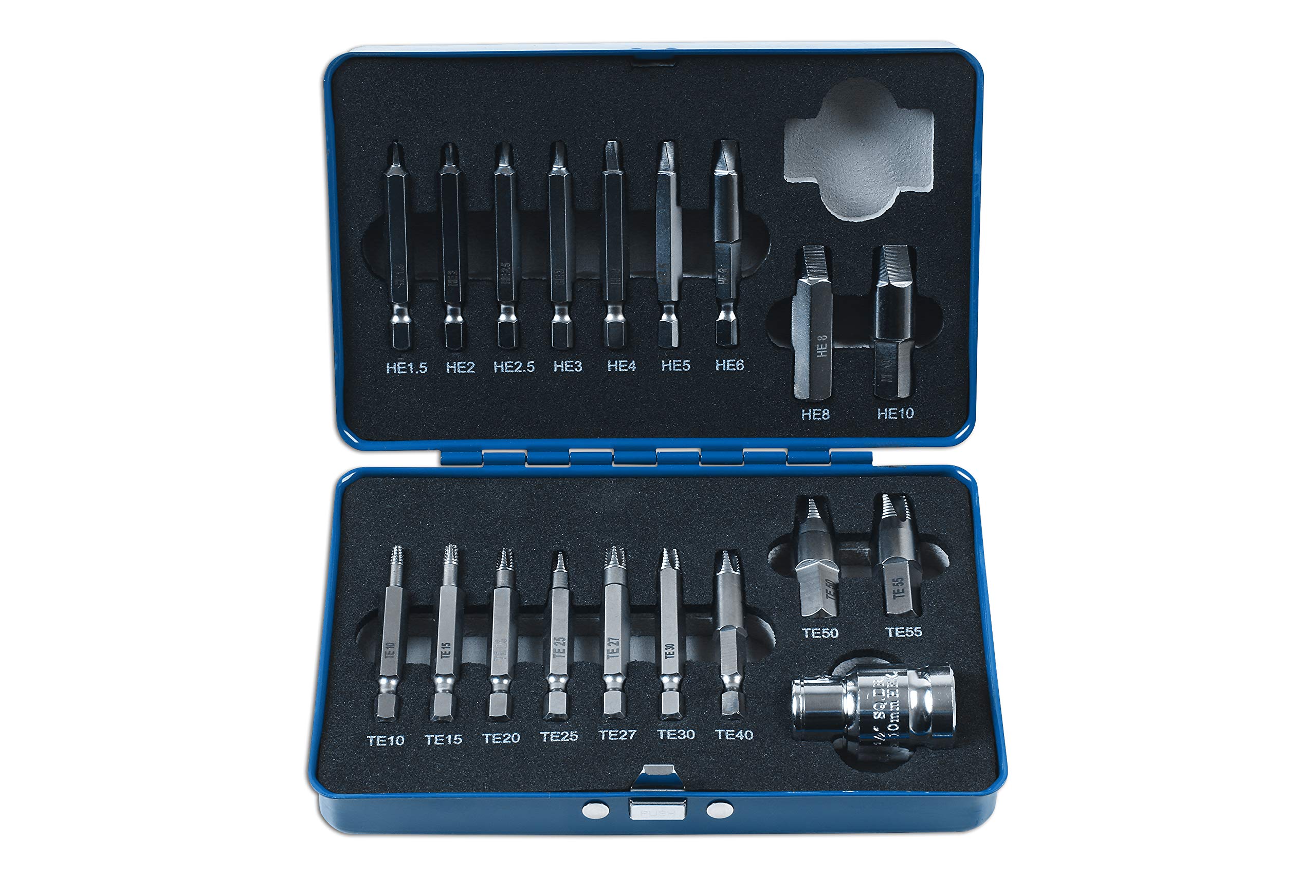 Laser Tools 7678 19-Piece Torx & Hex Bit Extractor Set - Professional Screw Removal Kit for Automotive, Machinery & DIY Repairs