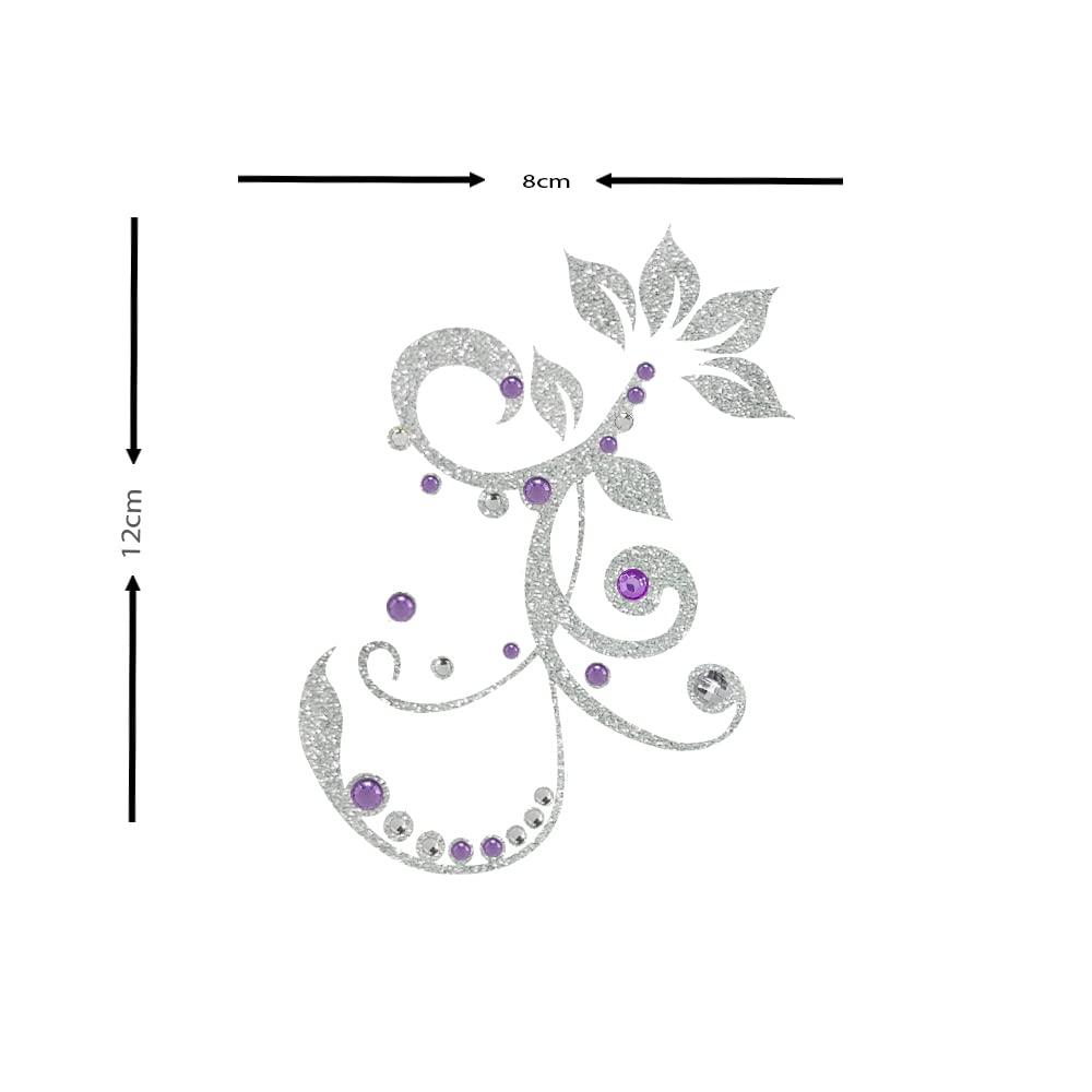 Comet Busters Glitter Silver Temporary Tattoo Stickers - Body Jewelry for Parties, Festivals & Costume Events (BJ221) | Waterproof Fake Tattoos for Women & Teens