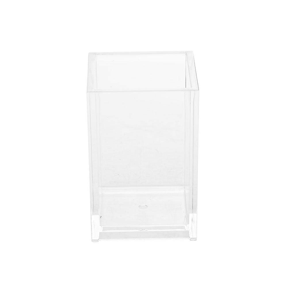 Clear Acrylic Makeup Brush Holder & Organizer - Multifunctional Storage Cube for Cosmetics, Brushes, Toothbrush, Pens & Flowers | Perfect for Vanity, Bathroom & Office Organization