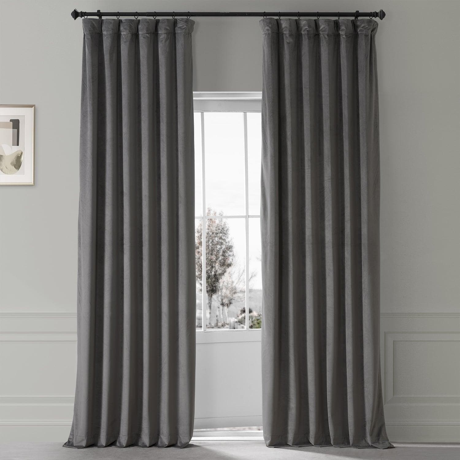 Luxury Blackout Curtains - Nightlife Grey Signature Plush Velvet Hotel Curtains for Bedroom & Living Room - Noise Reducing & Thermal Insulated Drapes for Better Sleep & Privacy