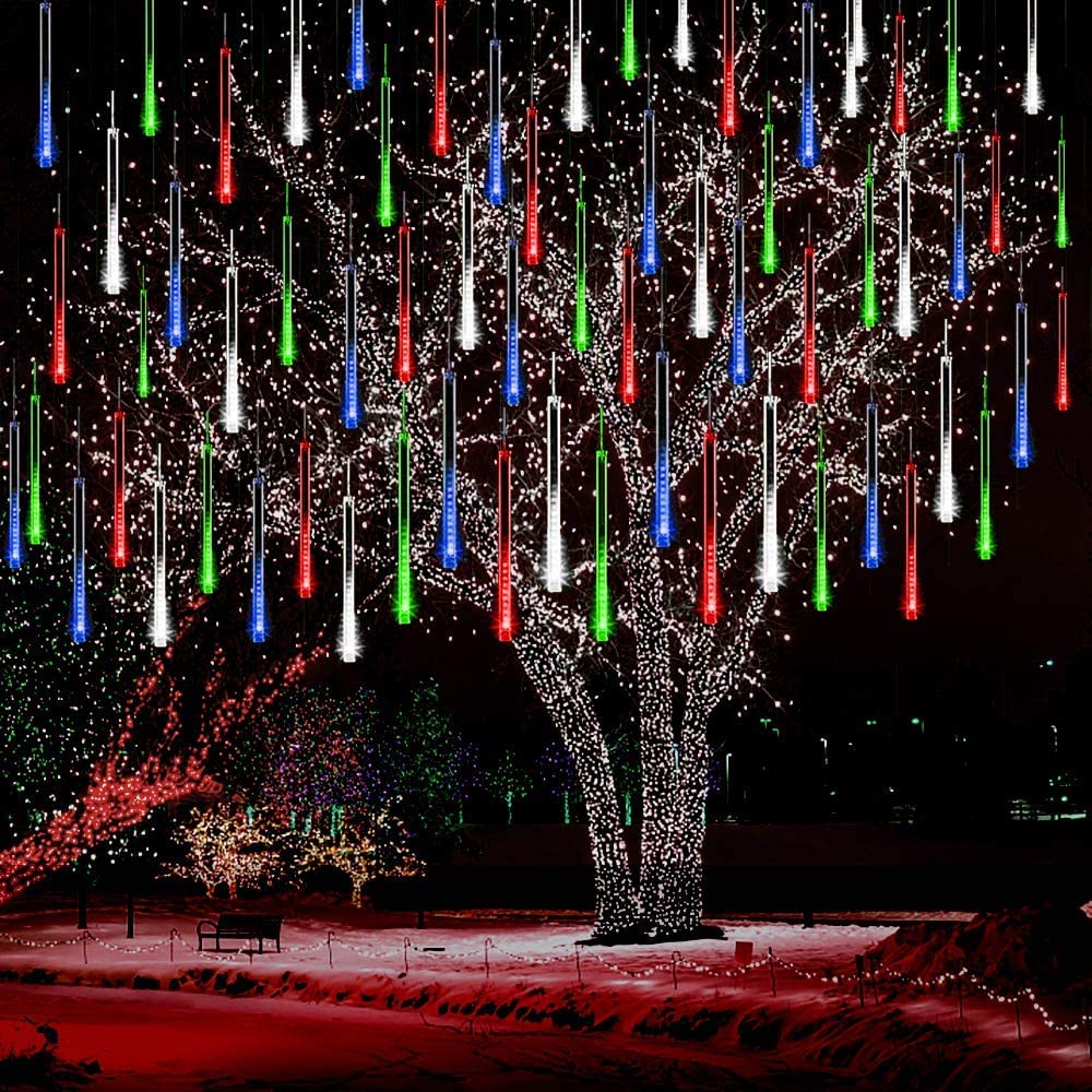 Aokudoni 16 inch Meteor Shower Rain Lights - 40 cm Outdoor Christmas Decorations for Trees, Yard, House, Holiday Party & Wedding - UL Certified Multicolor Lights for Festive Ambiance