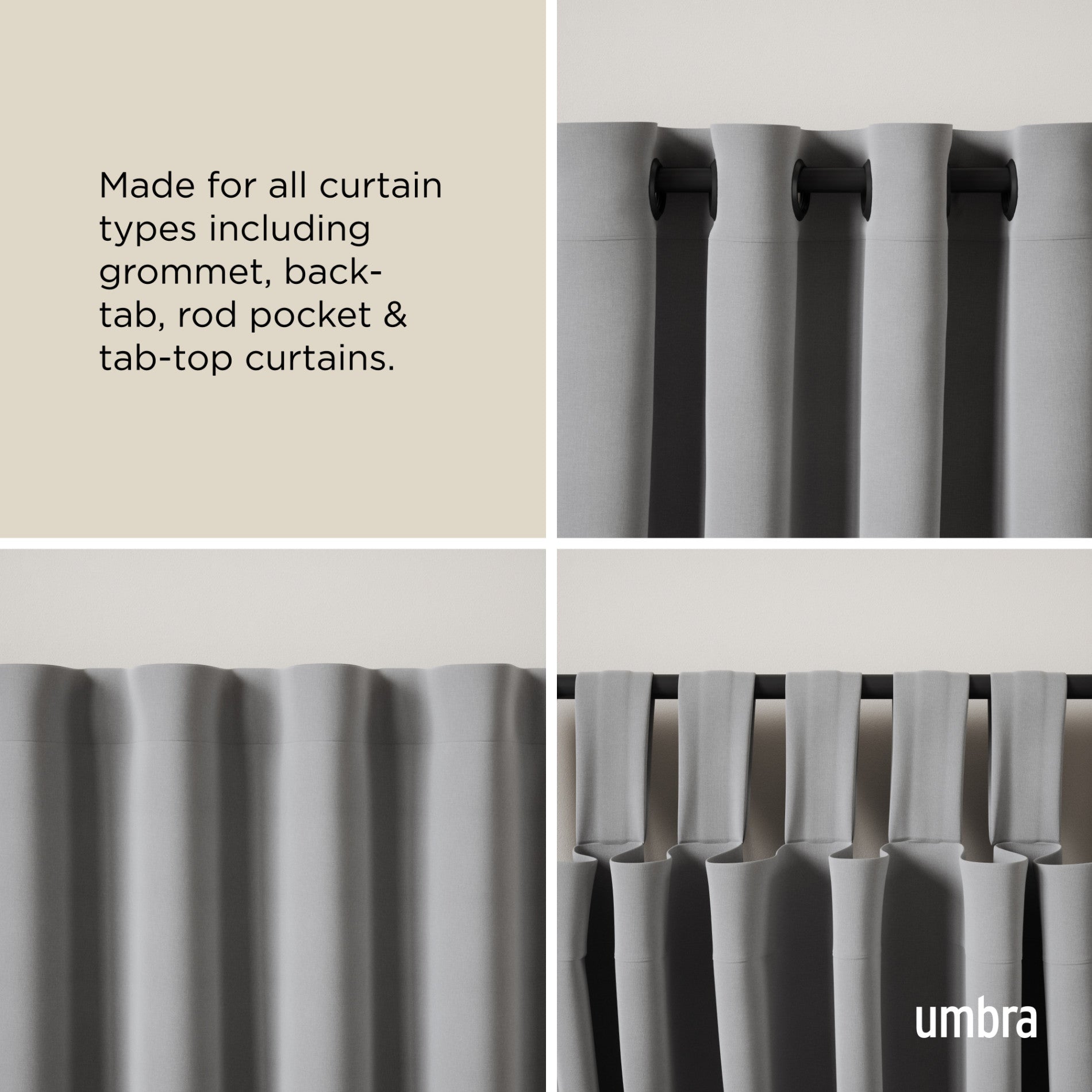 Bellwood Adjustable Curtain Rod - Heavy Duty Stainless Steel, No Drill Tension Rod for Windows, Doors, and Room Dividers - Perfect for Living Room, Bedroom, and Dorm Decor