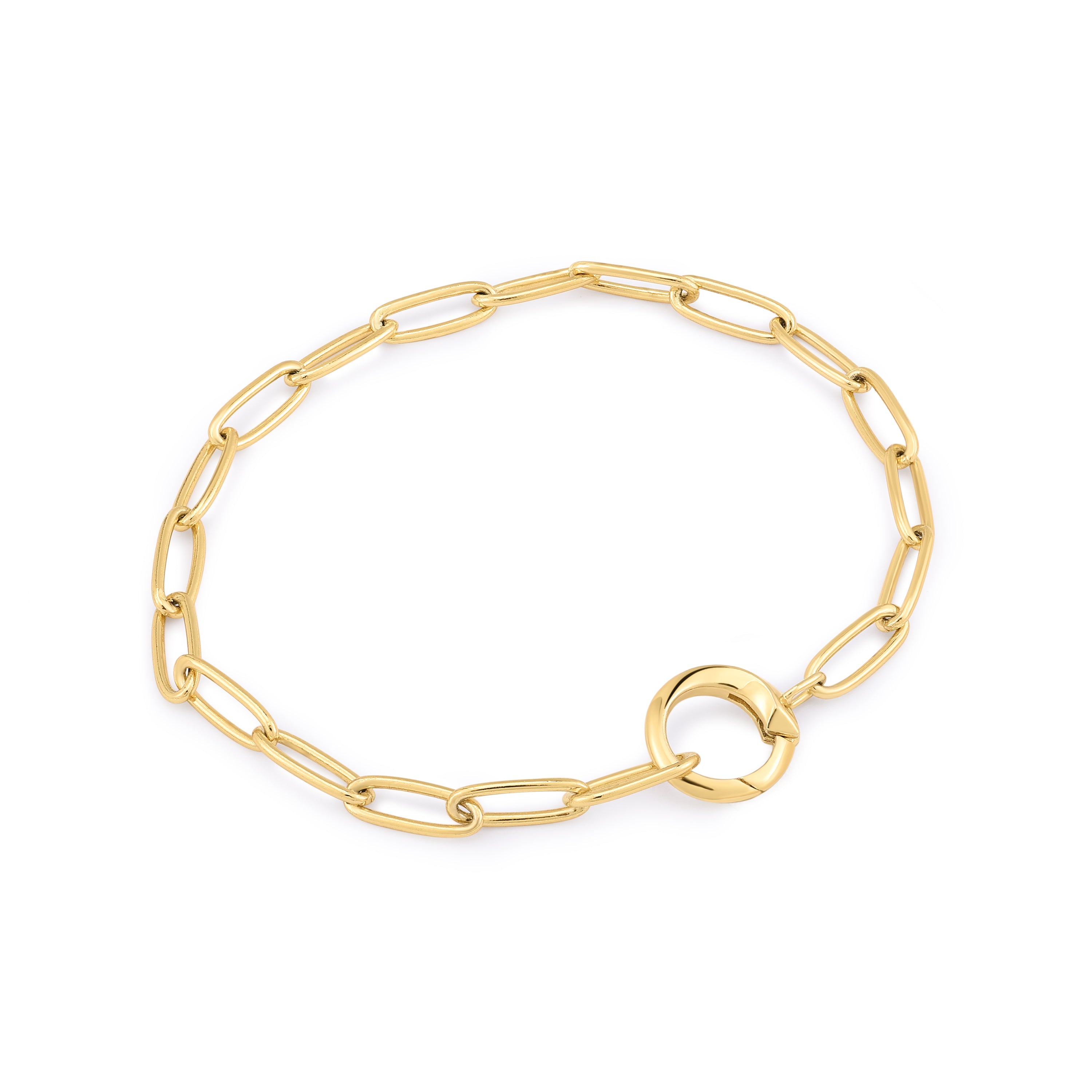 14K Gold Link Charm Chain Connector Bracelet for Women - Elegant Adjustable Jewelry for Daily Wear & Special Occasions