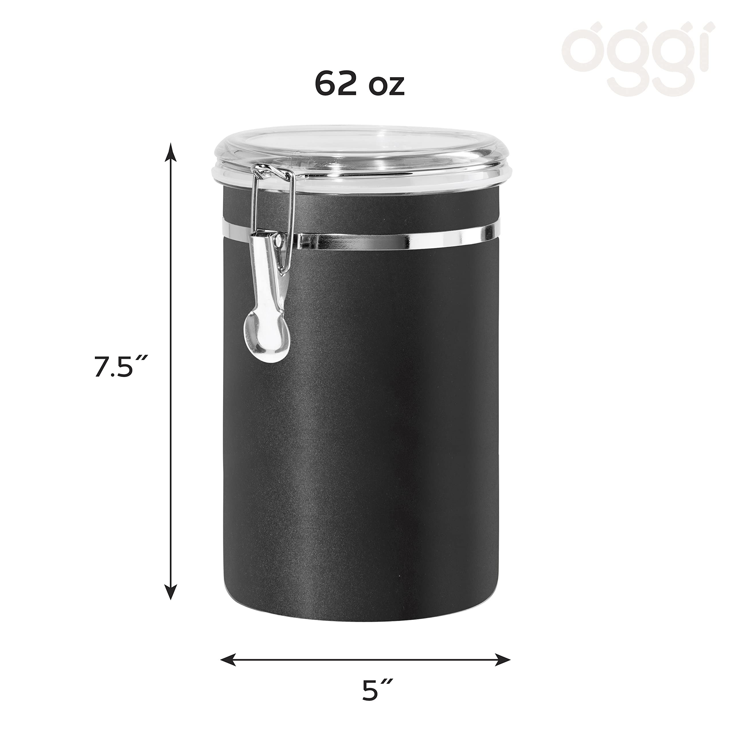 Premium Stainless Steel Food Storage Canister with Airtight Clamp Lid - 62oz Clear Top Kitchen Container for Flour, Sugar, Coffee, Tea & Dry Goods - Perfect for Pantry Organization & Countertop Display (5
