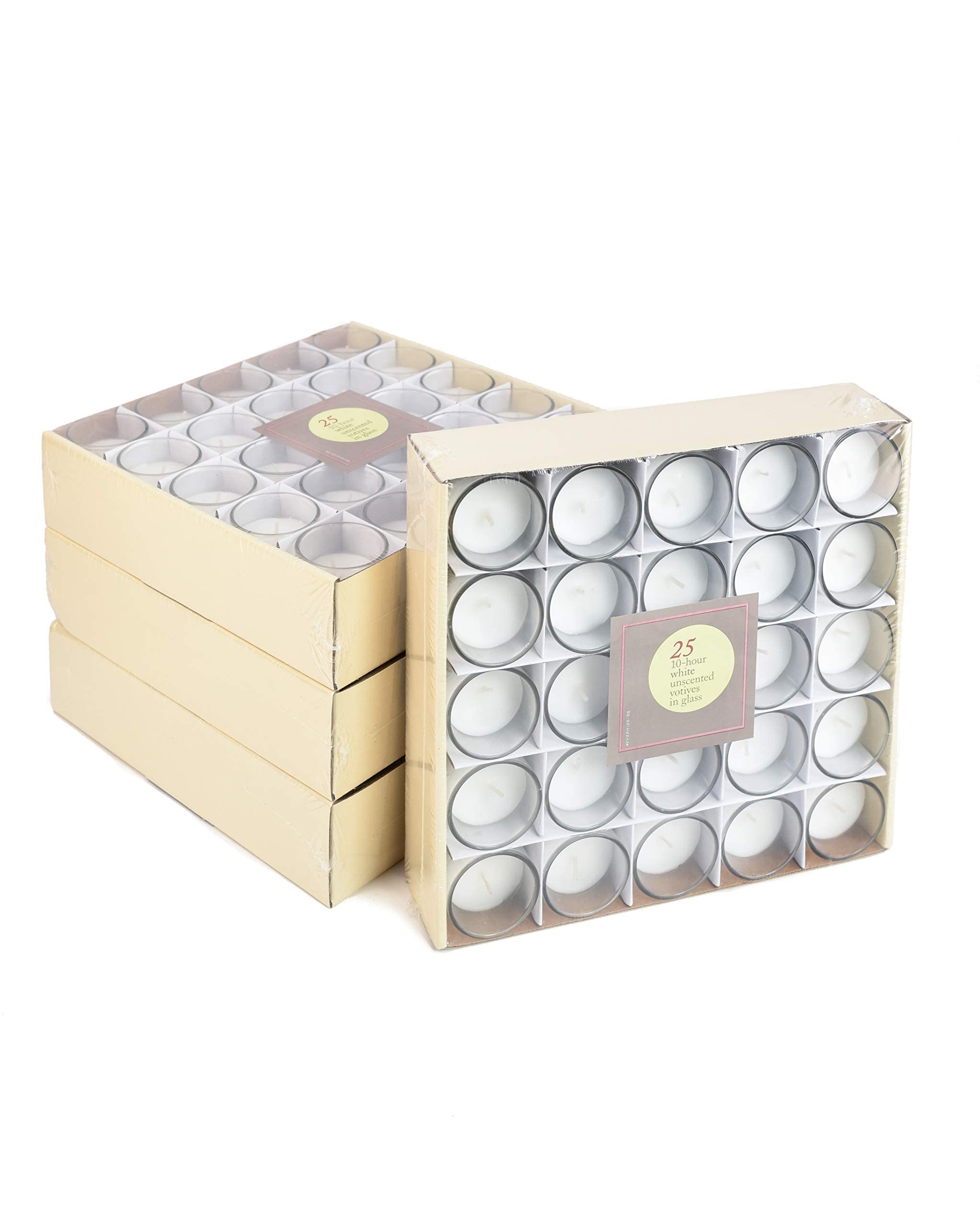 100-Pack White Unscented Votive Candles in Glass Holders – 10-Hour Burn Time – Elegant Wedding, Party & Home Decor Candles (2