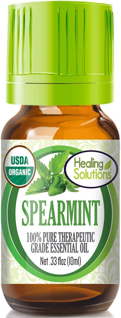 Organic Spearmint Essential Oil 0.33 oz (10ml) - 100% Pure Undiluted Therapeutic Grade for Skin Care, Diffuser & Aromatherapy - Spearmint Oil for Relaxation, Stress Relief & Home Spa Use
