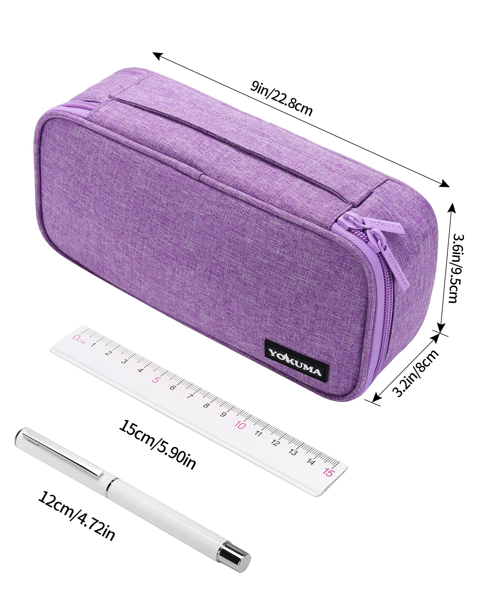 YOKUMA Large Capacity Aesthetic Zipper Pencil Case - School Supplies for College Students, Teens & Adults - Perfect for Organizing Pens, Pencils, Cables & Travel Essentials (Great for Back to School, Office & Daily Use)