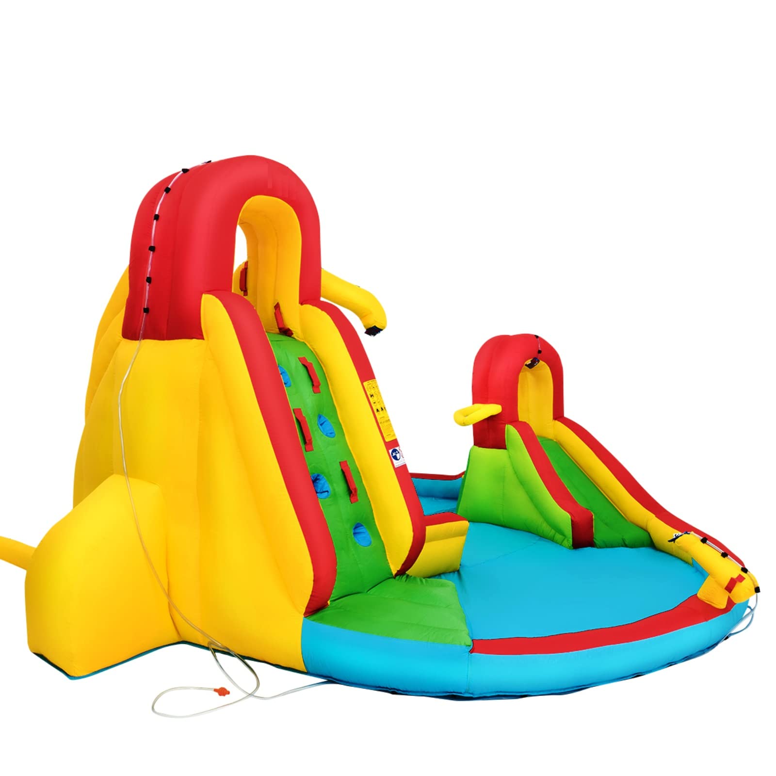**Costzon 16x14FT Inflatable Water Slide for Kids & Adults - Dual Slides, Climbing Wall, Large Splash Pool - Outdoor Backyard Party Fun, Summer Water Games, Birthday Gifts**