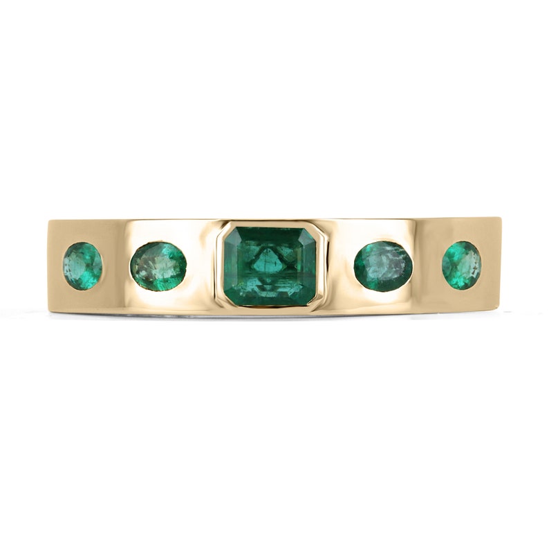 16.45tcw 18K Gold Natural Medium Dark Green Five Stone Emerald Oval Cut Bangle Bracelet for Women - Luxury Jewelry Gift for Anniversary, Birthday & Special Occasions