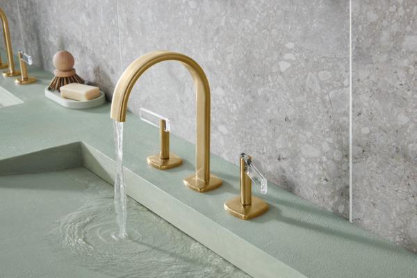 Allaria Lever Handle Kit for Widespread Bathroom Faucet (Pair) - Brilliance Luxe Gold/Clear HL5368 GLCL Brizo | Perfect for Modern Bathroom Renovation & Luxury Home Upgrade