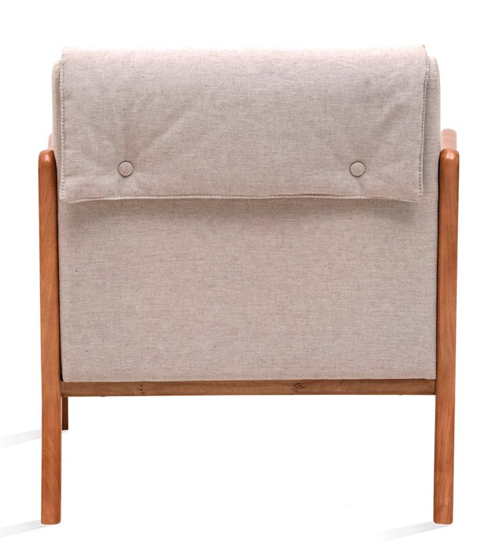 Handmade Designer Cane and Upholstered Lounge Chair - Mid-Century Modern Accent Chair for Living Room, Bedroom & Office - Comfortable Reading Chair with Woven Rattan Backrest
