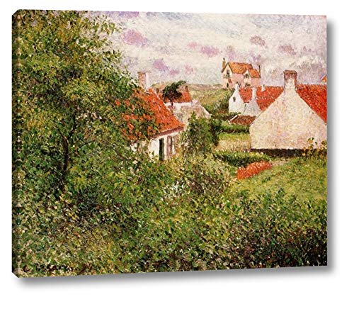 Camille Pissarro Houses at Knocke Belgium - 20x24 Inch Gallery Wrapped Canvas Art Print - Wall Decor for Living Room, Bedroom & Office - Ready to Hang Oil Painting Reproduction