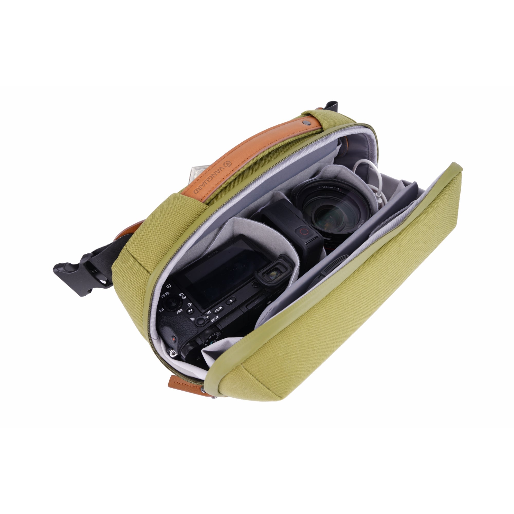 VEO City CB29 GR Crossbody Camera Bag for DSLR & Mirrorless Cameras - Lightweight & Water-Resistant Green Shoulder Bag for Travel, Hiking & Everyday Use