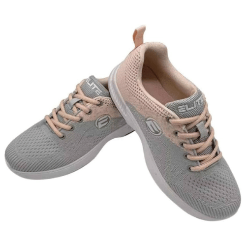 ELITE Women's Comfortable Lace-Up Grey/Peach Bowling Shoes - Perfect for Bowling Leagues, Tournaments & Casual Play