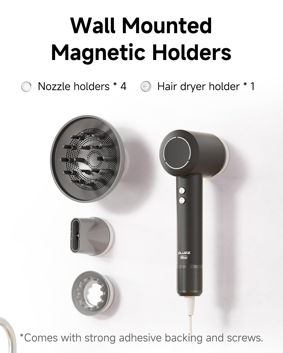 PLUZZ Professional Ionic Hair Dryer with Diffuser - 400M Negative Ions for Frizz-Free Curls, 120,000 RPM Brushless Motor for Fast Drying, Lightweight & Quiet Blow Dryer for Travel - Perfect for Home, Salon & On-the-Go Styling (Women & Men)