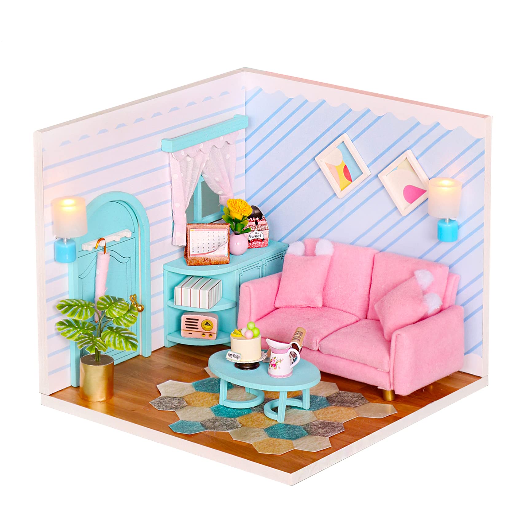 SPILAY DIY Miniature Wooden Dollhouse Furniture Kit - 1:24 Scale Handmade House Model with LED Lights & Dust Cover - Creative Gift for Adults & Girlfriends - Perfect for Birthday Presents, Home Decor & Miniature Collectors