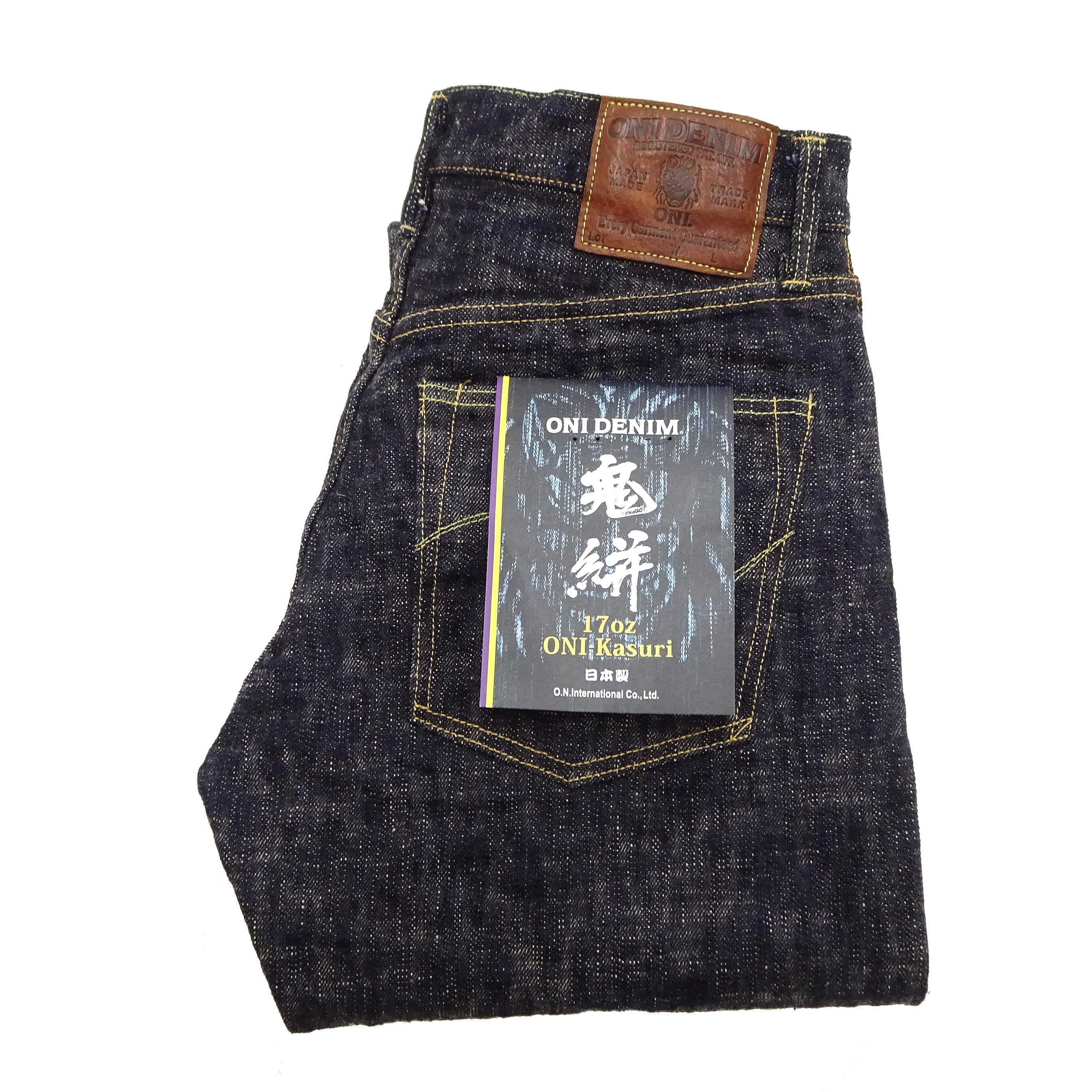 ONI 246 Kasuri Men's 17oz Tapered Fit Indigo Slub Denim Jeans - Premium Japanese Selvedge Jeans for Casual Wear & Street Style