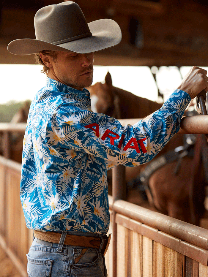 Ariat Men's Team Spencer Classic Fit Shirt - Lyons Blue | Western Work Shirt for Ranch, Rodeo & Casual Wear