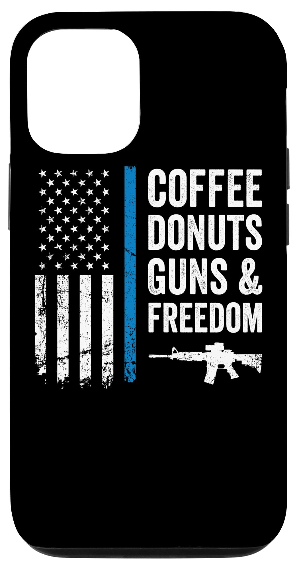 Funny Police Officer USA Flag iPhone 12/12 Pro Case - Coffee Donuts Guns & Freedom Design - Perfect for Law Enforcement Appreciation & Patriotic Gift Giving