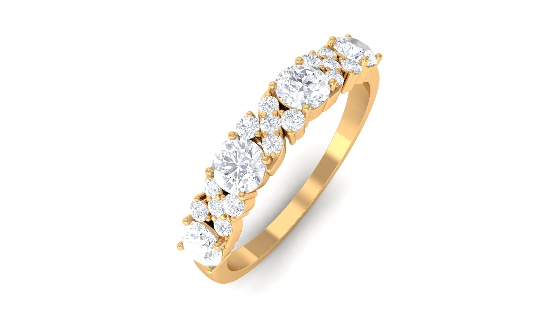 1 CT Moissanite 14K Solid Gold Half Eternity Ring for Women - Durable Wedding Band, Anniversary Gift, Engagement Ring Alternative - Perfect for Everyday Wear & Special Occasions