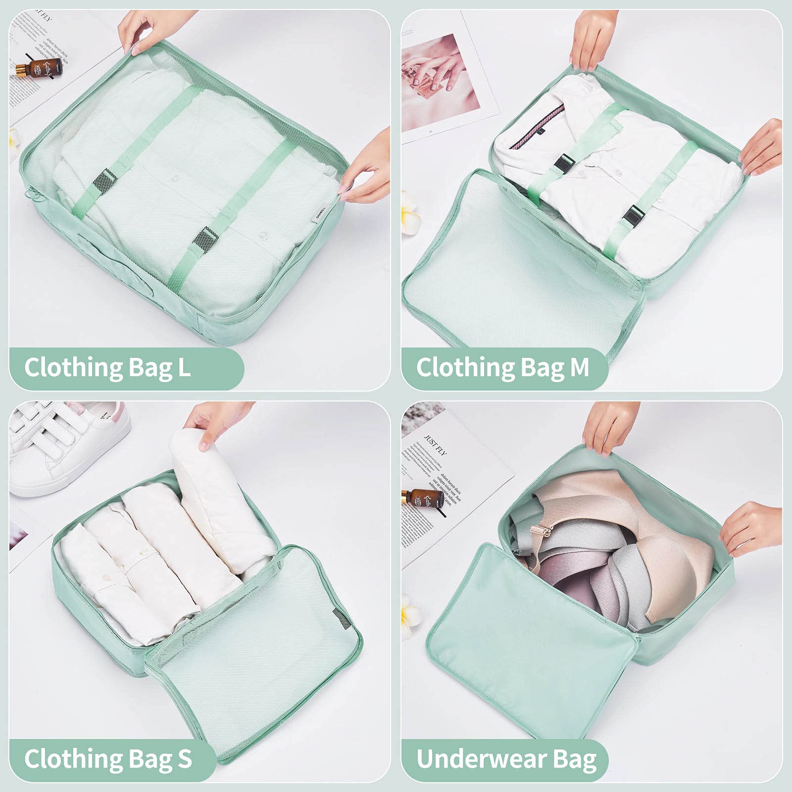 HiDay 7-Piece Packing Cubes Set - Travel Luggage Organizers for Suitcases, Backpacks & Daily Storage | Perfect for Business Trips, Vacations & Home Organization