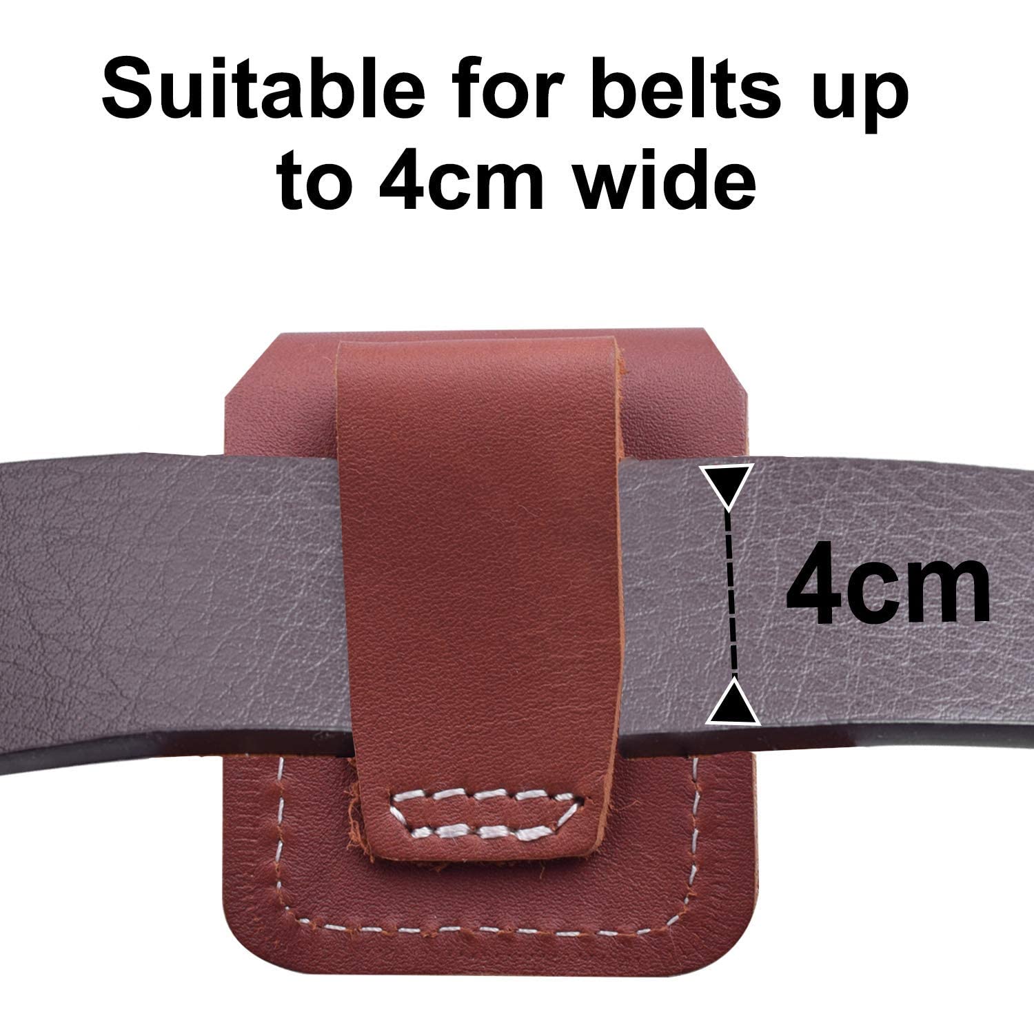 Handmade Flip Top Leather Lighter Pouch Holder Case with Belt Loop Pocket - Perfect for Outdoor Camping, Hiking & Everyday Carry (EDC) Accessories