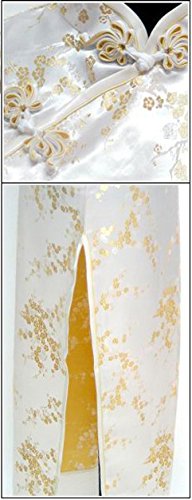 7Fairy Women's Light Yellow Floral Long Chinese Cheongsam Prom Dress - Elegant Evening Gown for Weddings, Parties & Special Occasions
