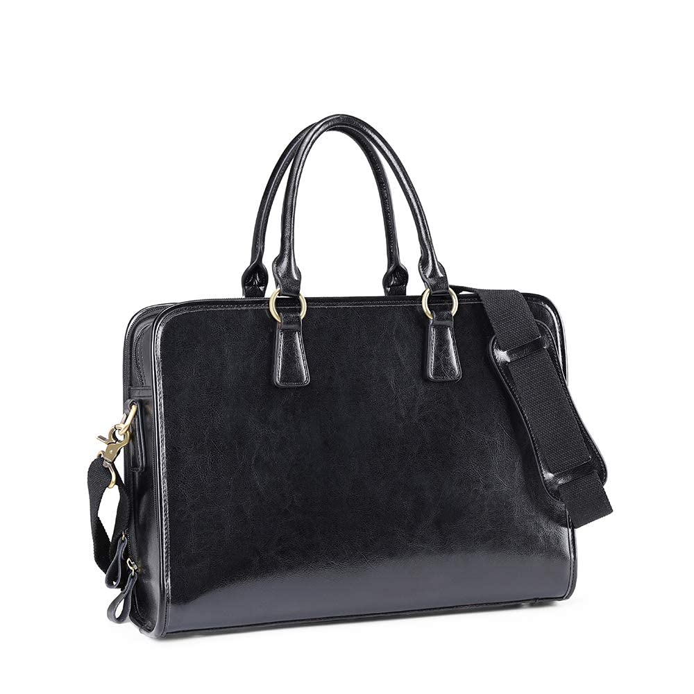 Kattee Genuine Leather Briefcase for Women - Large Capacity Laptop Bag with Luggage Tag - Perfect for Business Travel, Office Work & Professional Meetings