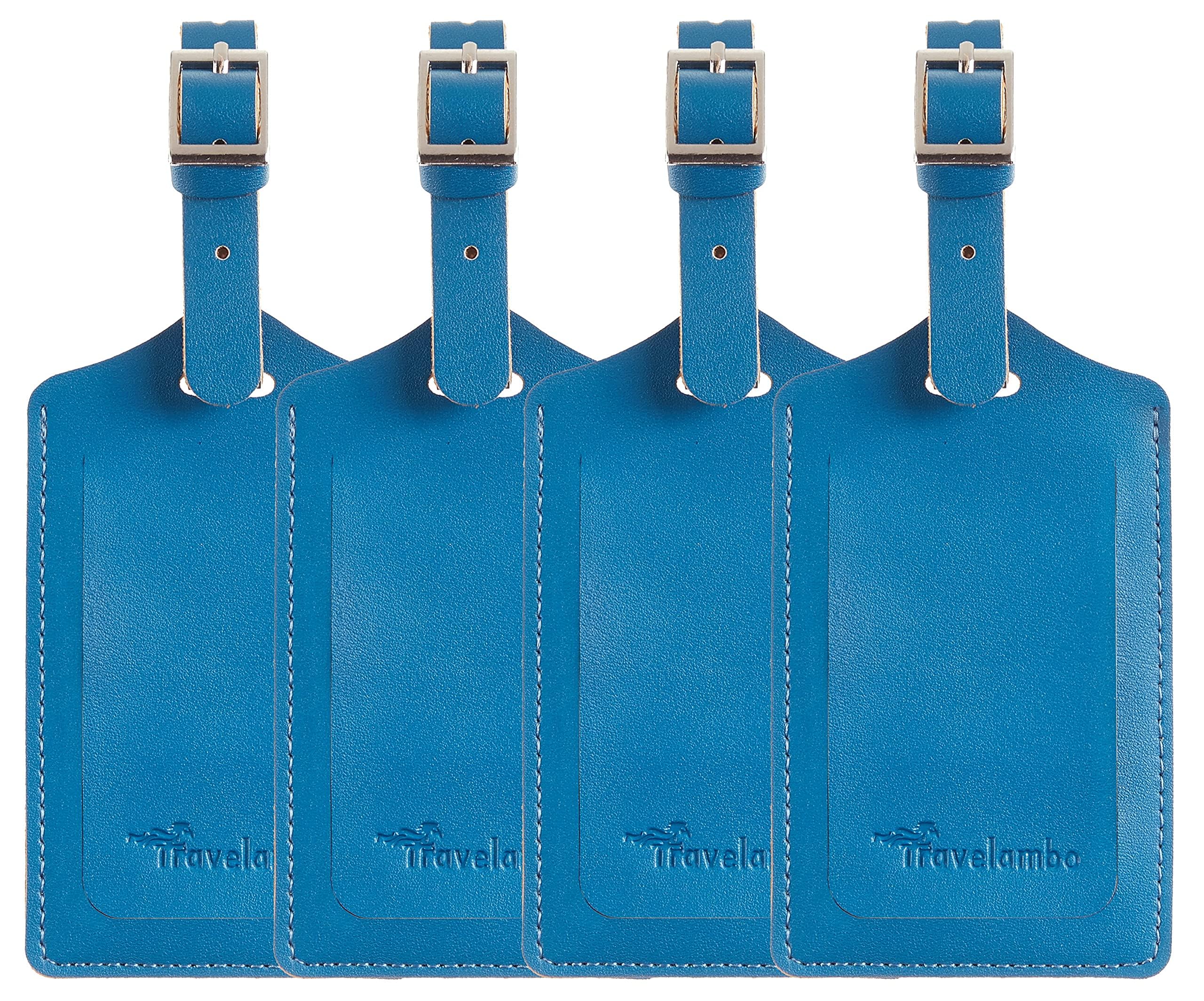 Travelambo PU Leather Luggage Tags for Suitcases - Durable Privacy Protection Bag Tags for Travel Essentials | Perfect for Airports, Cruise Ships & Business Trips