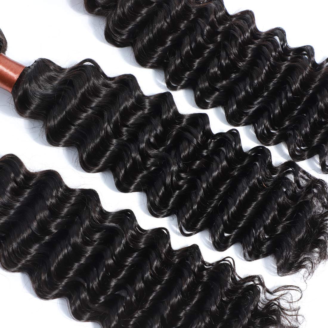 Brazilian Virgin Human Hair Extensions - 3 Bundles Deep Wave 22 24 26 Inch Unprocessed Weave Bundles 100% Natural Black Hair Can Be Dyed & Bleached | Perfect for Daily Styling, Special Occasions & Salon Use