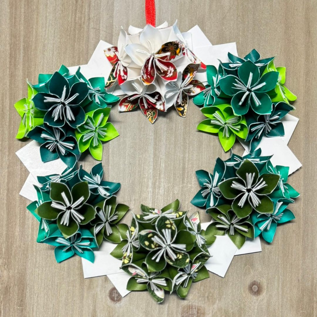 Handmade Origami Flower Wreath - Elegant Paper Floral Decor for Home, Wedding, Party & Wall Art | Perfect for DIY Crafts, Gifts & Seasonal Decorations
