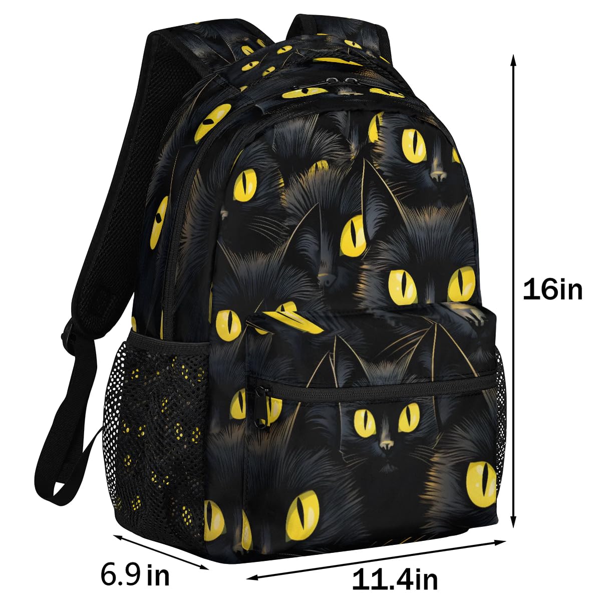 Pardick Black Cat Eyes Backpack for Girls & Boys - Waterproof Travel & School Backpack with Laptop Compartment & Multiple Pockets | Perfect for Teens, Kids, College Students & Daily Commute