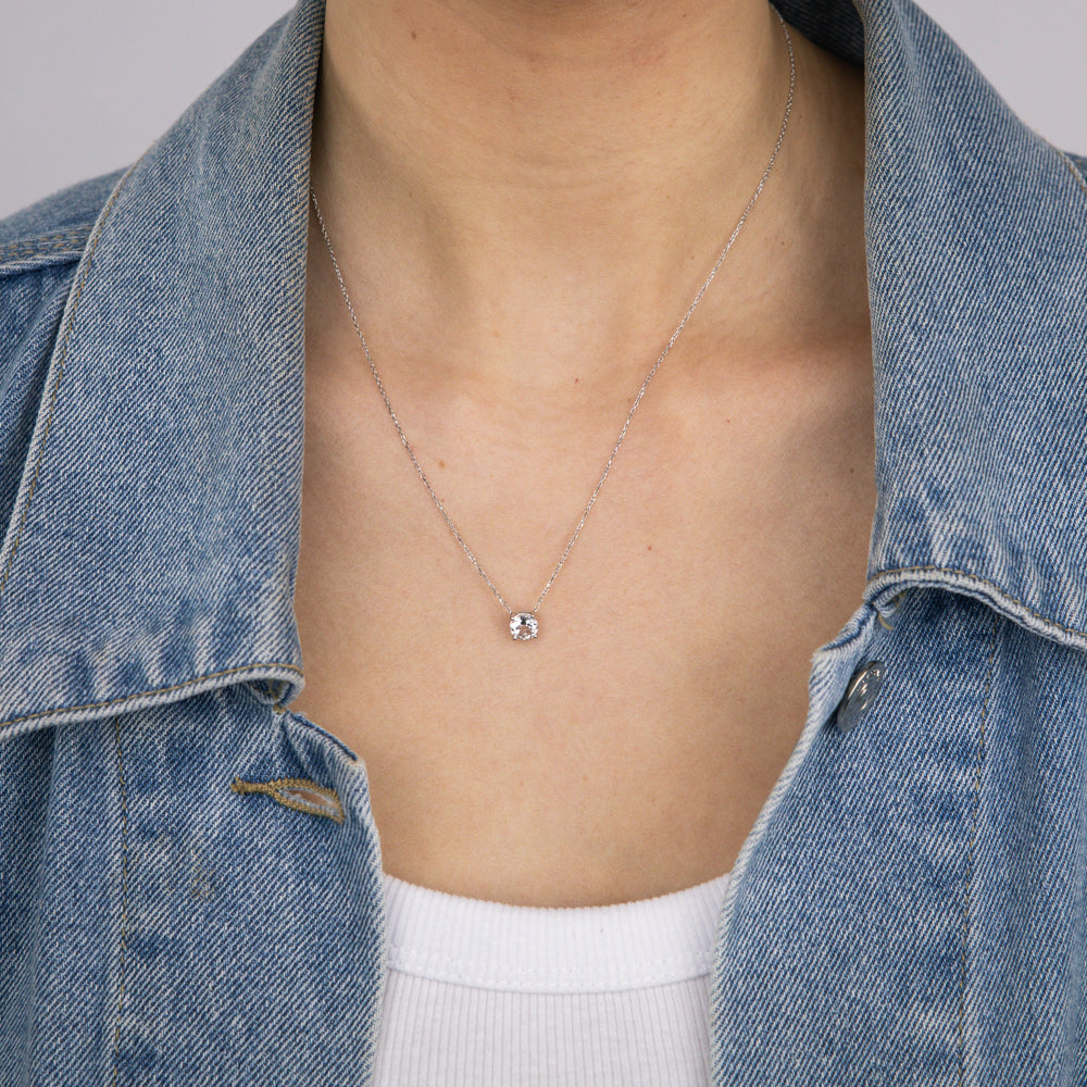0.9 Carat White Topaz Pendant Necklace with 45cm 9ct White Gold Chain - Elegant Jewelry for Women, Perfect for Weddings, Anniversaries & Special Occasions