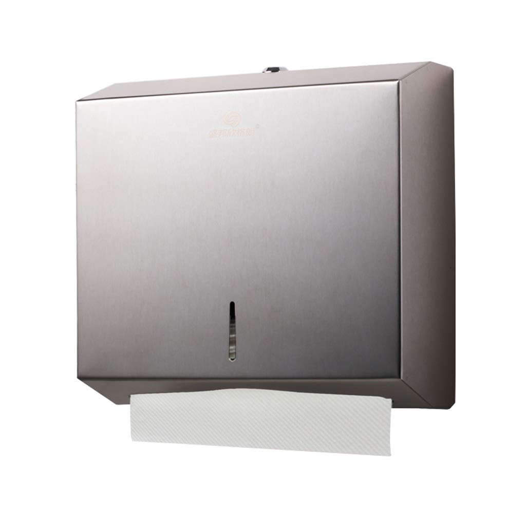 Stainless Steel Paper Towel Dispenser - Wall Mounted Kitchen & Bathroom Towel Holder with Tray for Hand & Toilet Paper - Perfect for Home, Office, and Restaurant Use